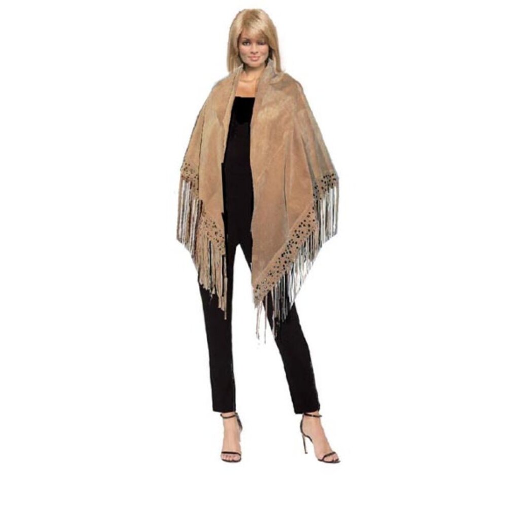Suede Fringed Cape